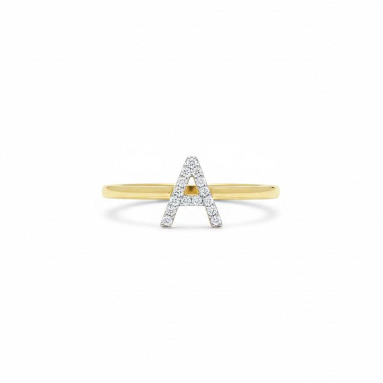 1/20 CTW NAT DIA Gift Initial "A" Ring 14K Yellow Gold