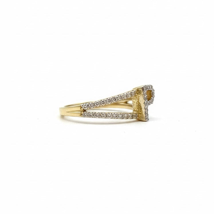1/4 CTW NAT DÍA NK Gift Inicial “P” Ladies Ring 14K Yellow Gold