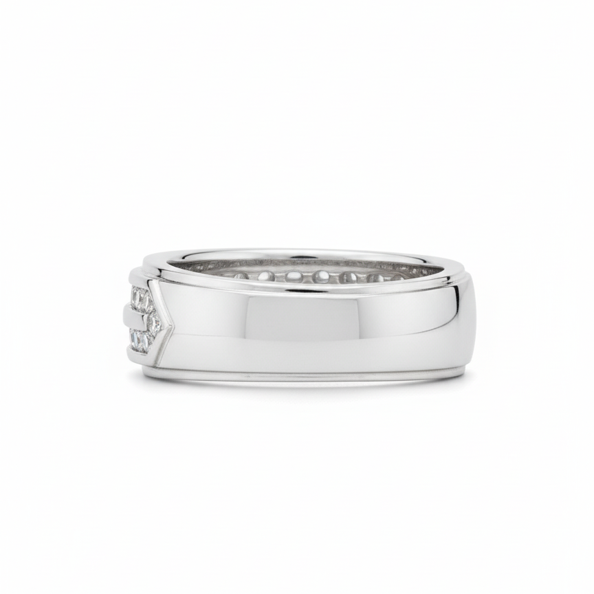 Men's Diamond Wedding -Band 0.50CTW Round 14KT White Gold