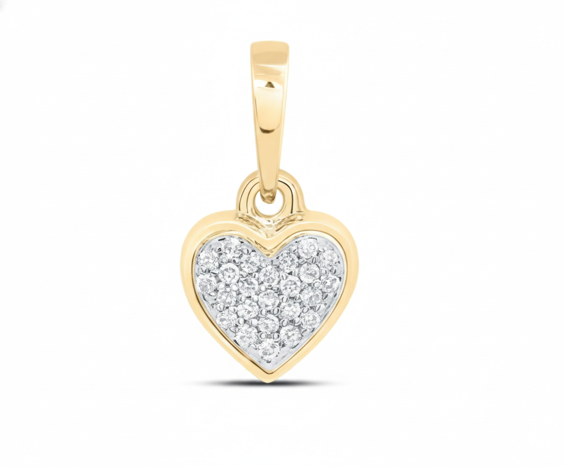10K Yellow Gold Natural Diamond Heart Pendant – 1/20 CTW