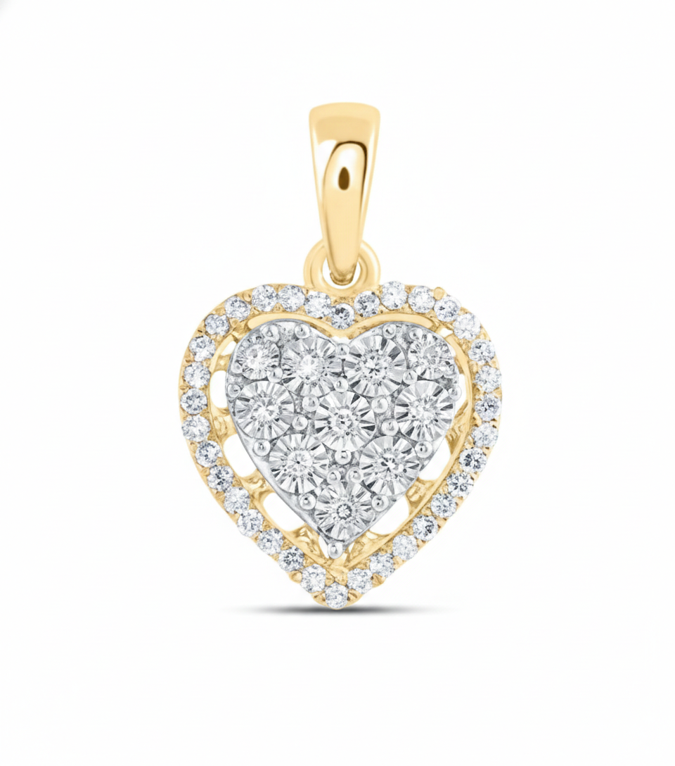 10K Yellow Gold Natural Diamond Heart Pendant – 1/5 CTW
