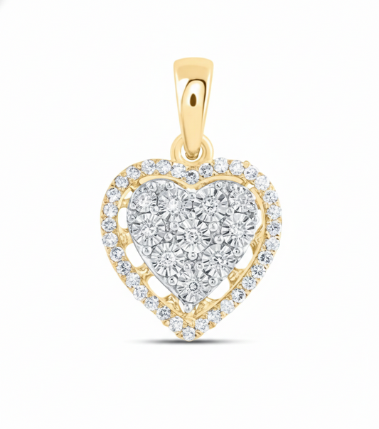 10K Yellow Gold Natural Diamond Heart Pendant – 1/5 CTW