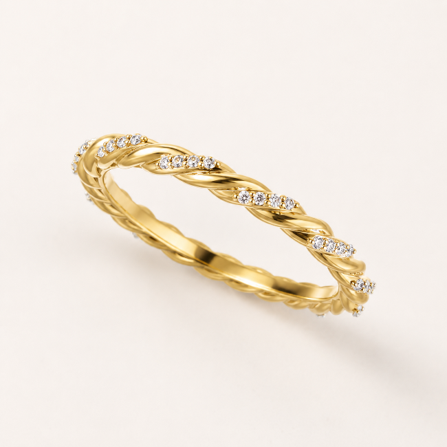 14K White Gold 1/10 CTW Natural Diamond Rope Eternity Band Size 7