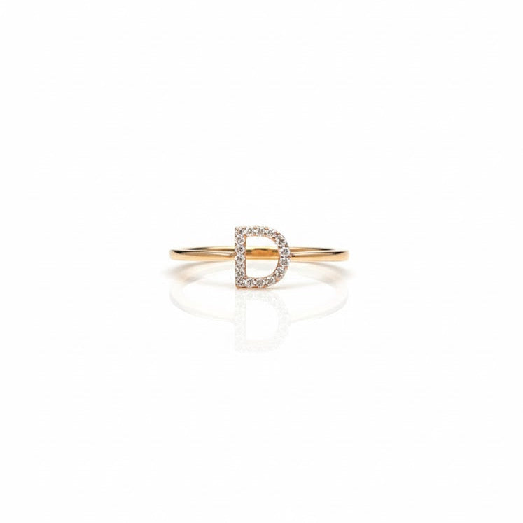1/20 CTW NAT DÍA Gift Initial “D” Ring 14K Yellow Gold