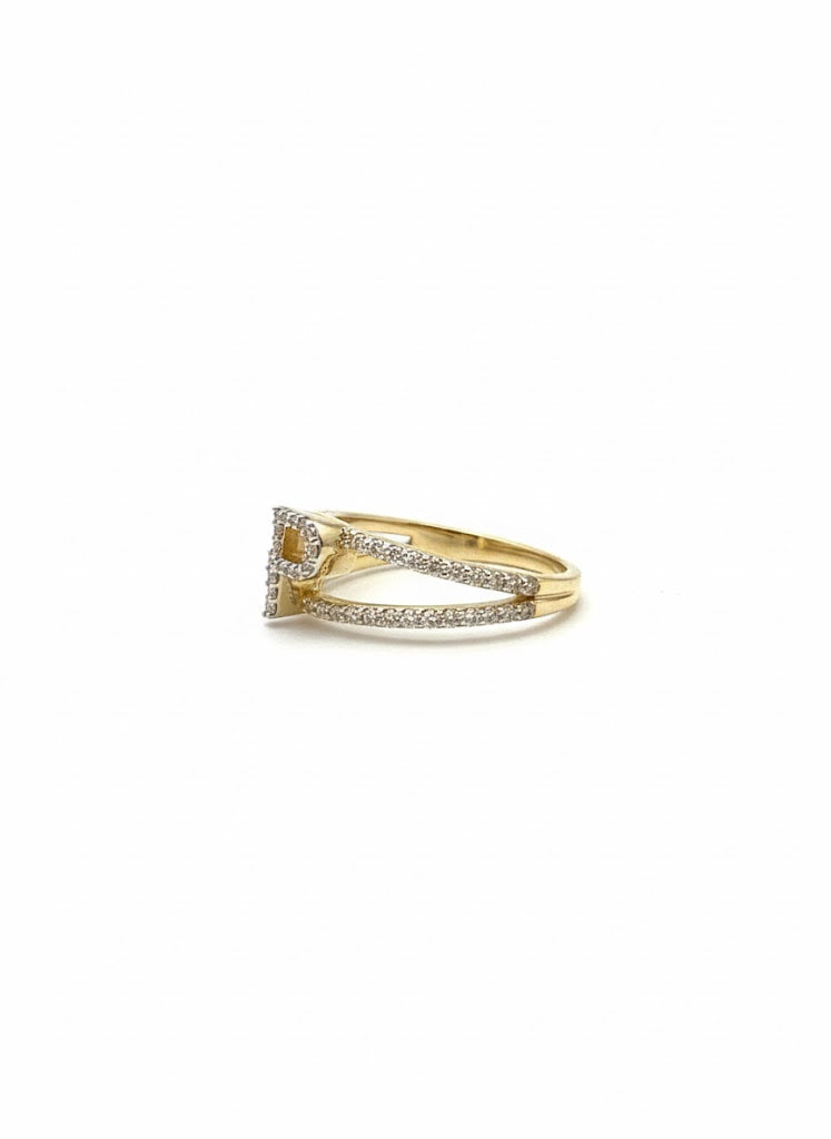 1/4 CTW NAT DÍA NK Gift Inicial “P” Ladies Ring 14K Yellow Gold