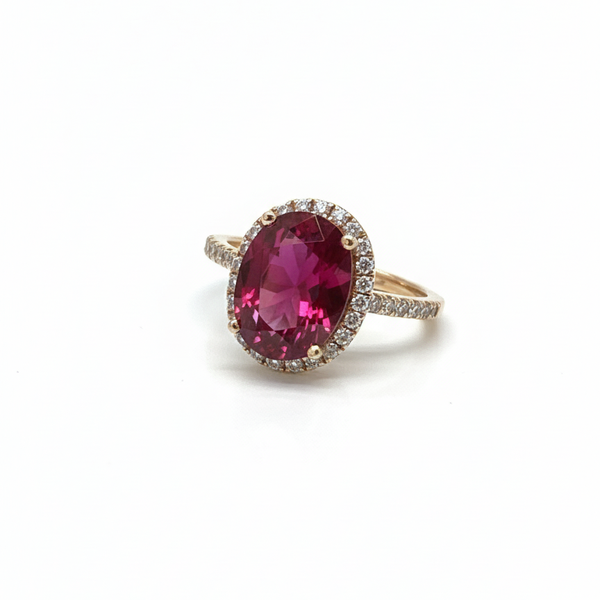 1/5 CTW- NAT DIA 8X6 Ruby NAT GEM Ring 14k gold 