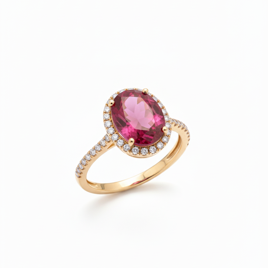 1/5 CTW NAT DIA 8X6 Ruby NAT GEM Ring