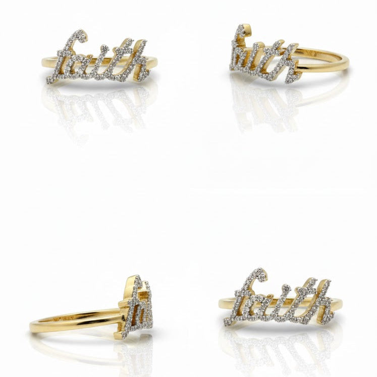 1/5 NAT DÍA Gift “Faith” Ladies Ring 10k yellow gold