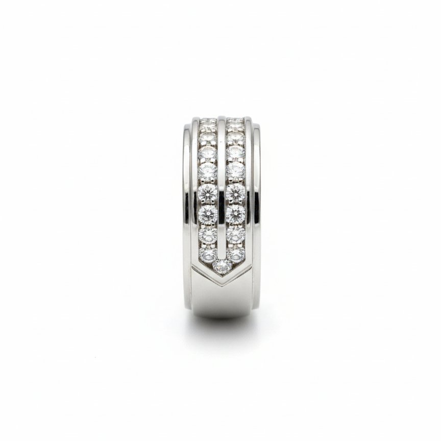 Men's Diamond Wedding -Band 0.50CTW Round 14KT White Gold