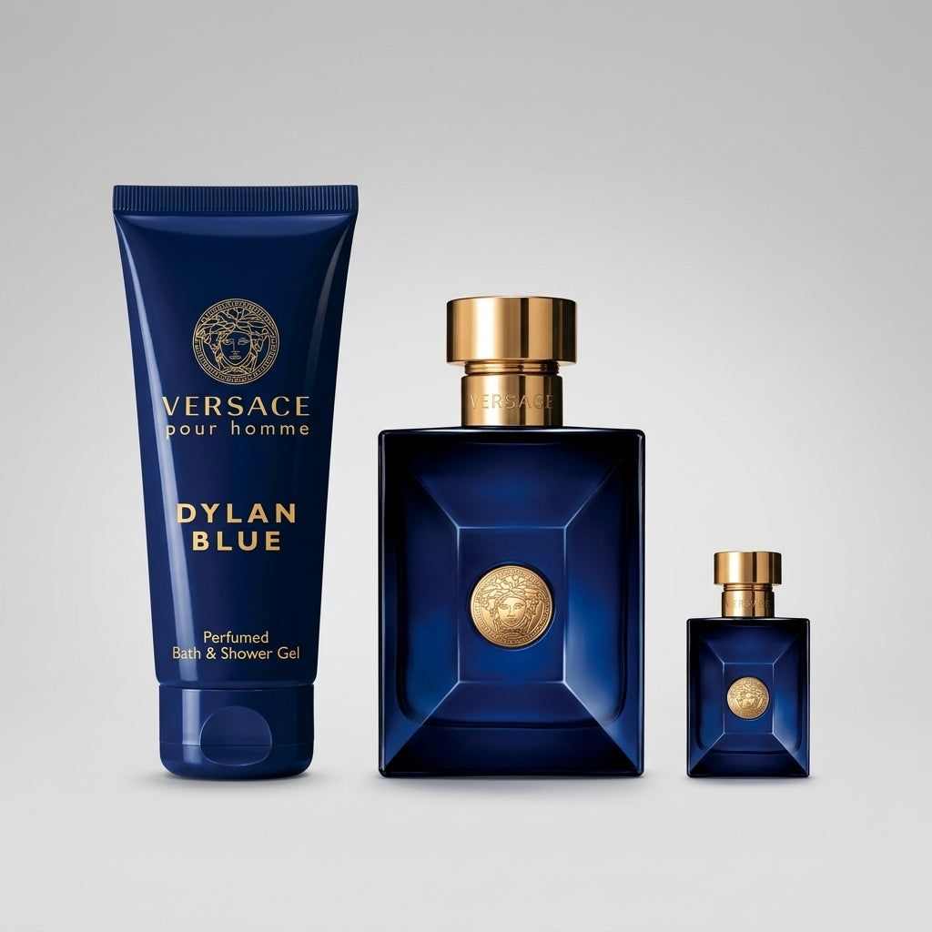 Versace Dylan Blue 3-piece gift set product breakdown view