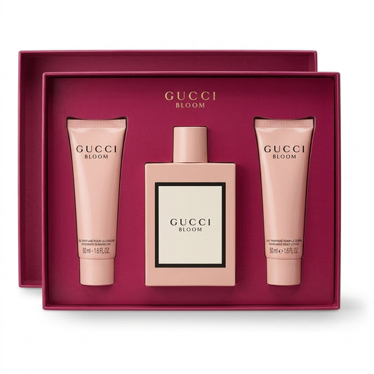 Gucci Bloom 3-Piece Gift Set in presentation box on clean white background