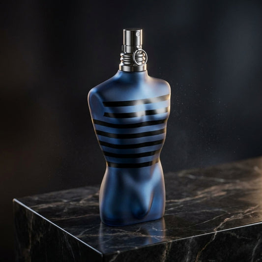 Jean Paul Gaultier Ultra Male Eau de Toilette torso bottle close-up detail