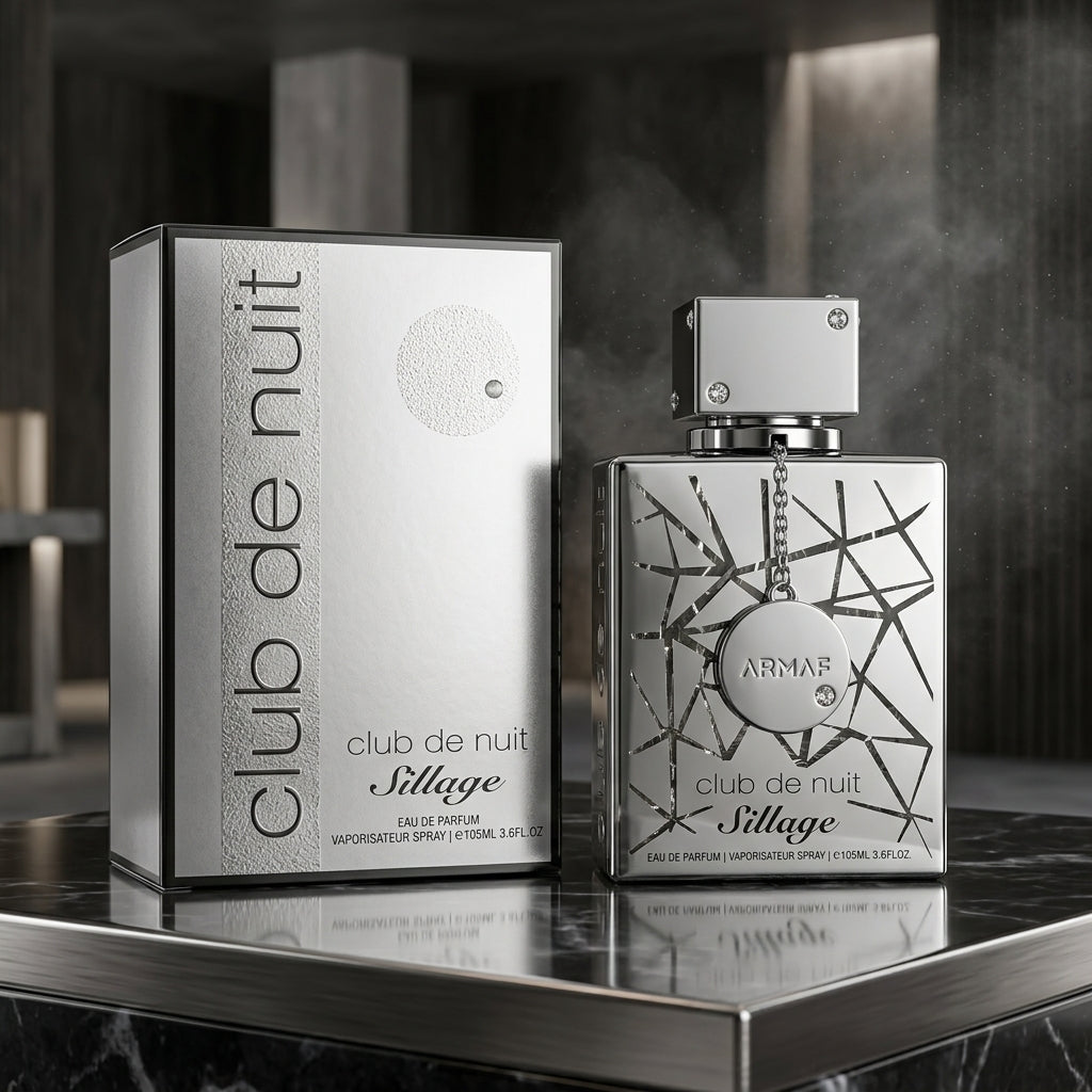 Armaf Club de Nuit Sillage 105ml EDP bottle architectural showcase