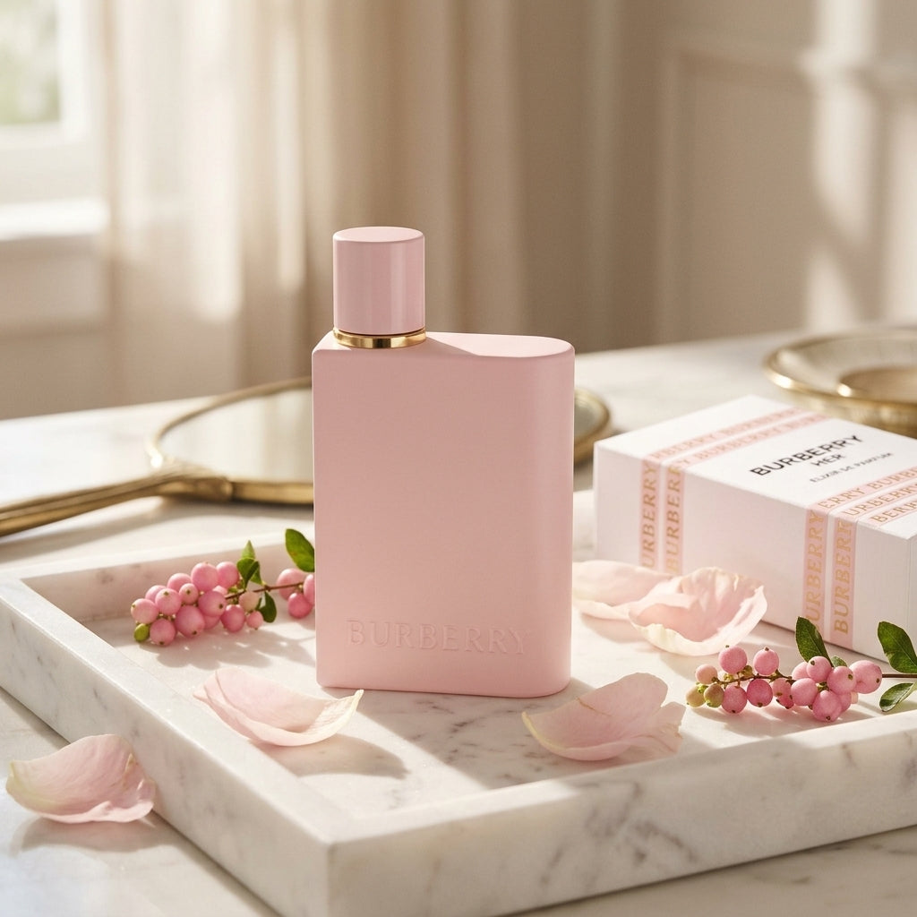 Burberry Her Elixir de Parfum 100ml luxury vanity lifestyle scene
